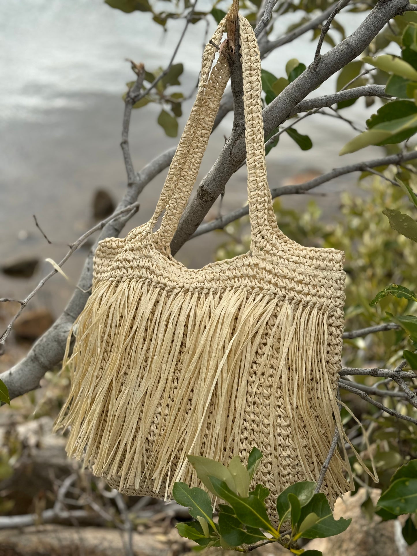 Coastal Breeze straw beach bag